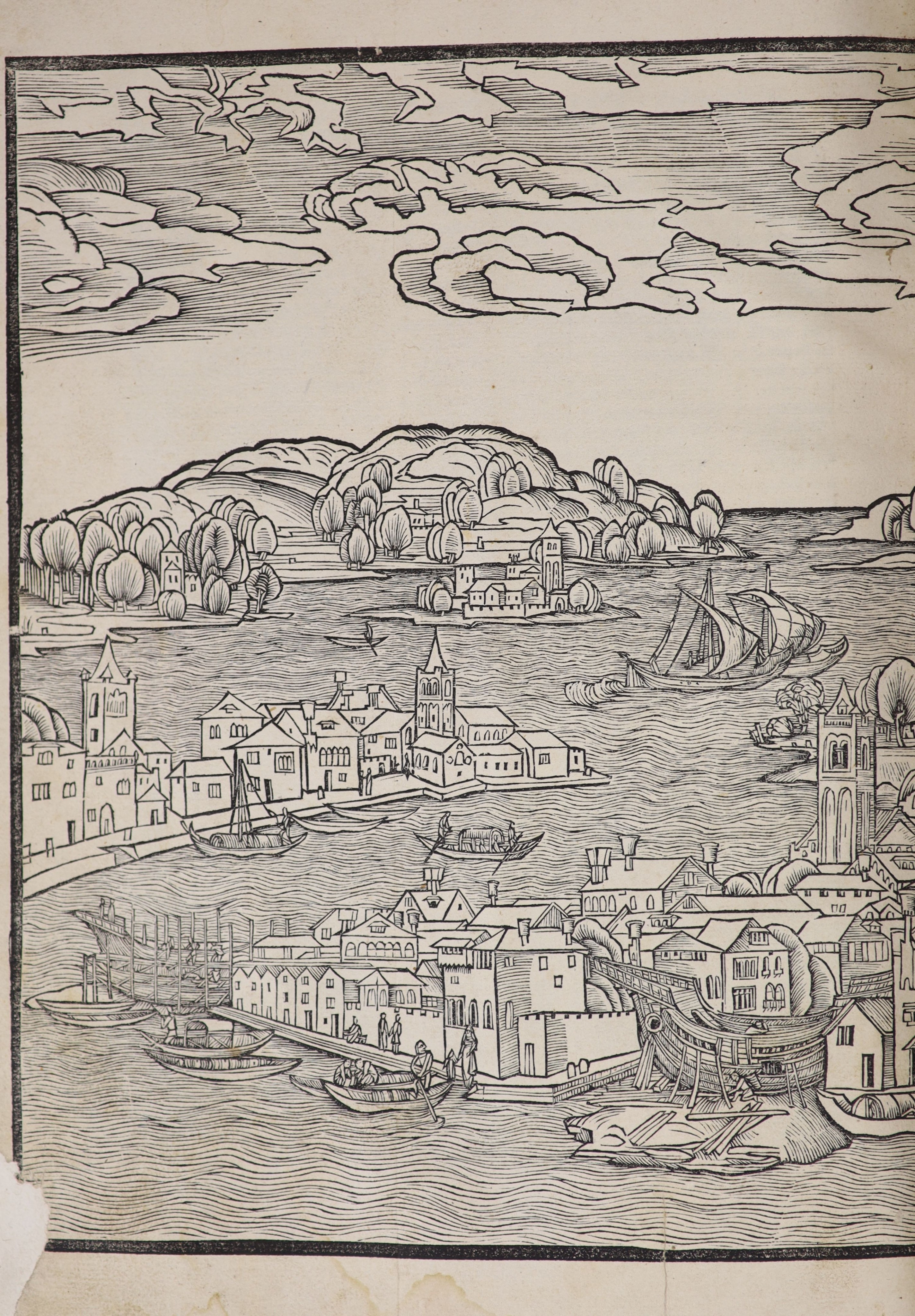 Breydenbach, Bernard von - Peregrinationes in Terram Sanctam. Speyer: Peter Drach 24th November 1502, Chancery folio, 55 lines (variable), initial spaces, 10 leaves of woodcut views of cities, 13 woodcuts of Near Eastern